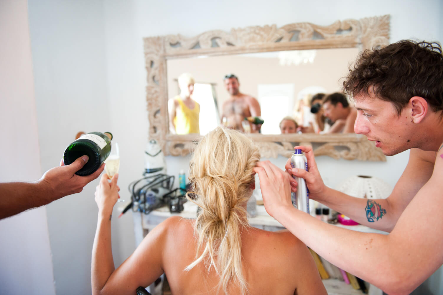 bride in hair and makeup at her Ibiza wedding