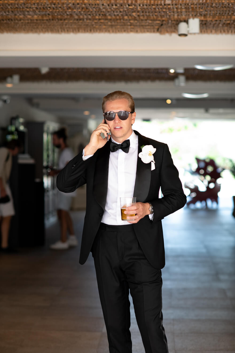 Groom on his wedding day black tie