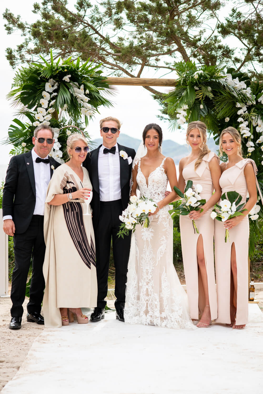 Group portrait Ibiza wedding, Nikki Beach - seaside