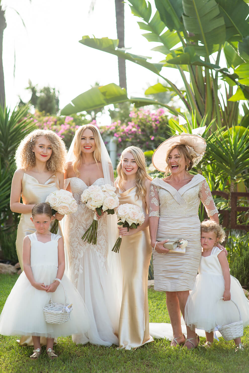 Bride and her bridesmaids at Atzaro Ibiza Wedding