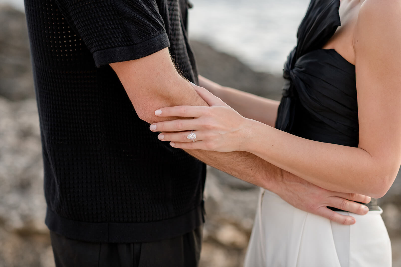 M+K _ Gypsy Westwood h-15_websize Newly engaged couple stand for couples shoot after marriage proposal in Ibiza